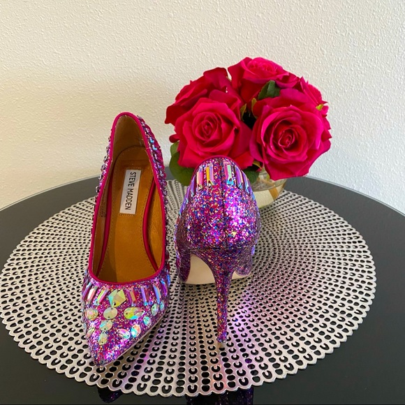 Steve Madden Galaxxie Glitzy Glam Fuchsia Party Pumps (Size 6).🌹 - Picture 9 of 16